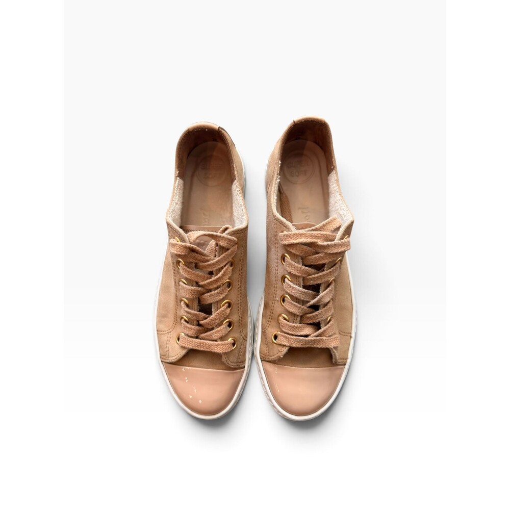 paul green sophie beige suede cap toe lace up luxury sneakers us size 8 uk 5.5 - Picture 3 of 12
